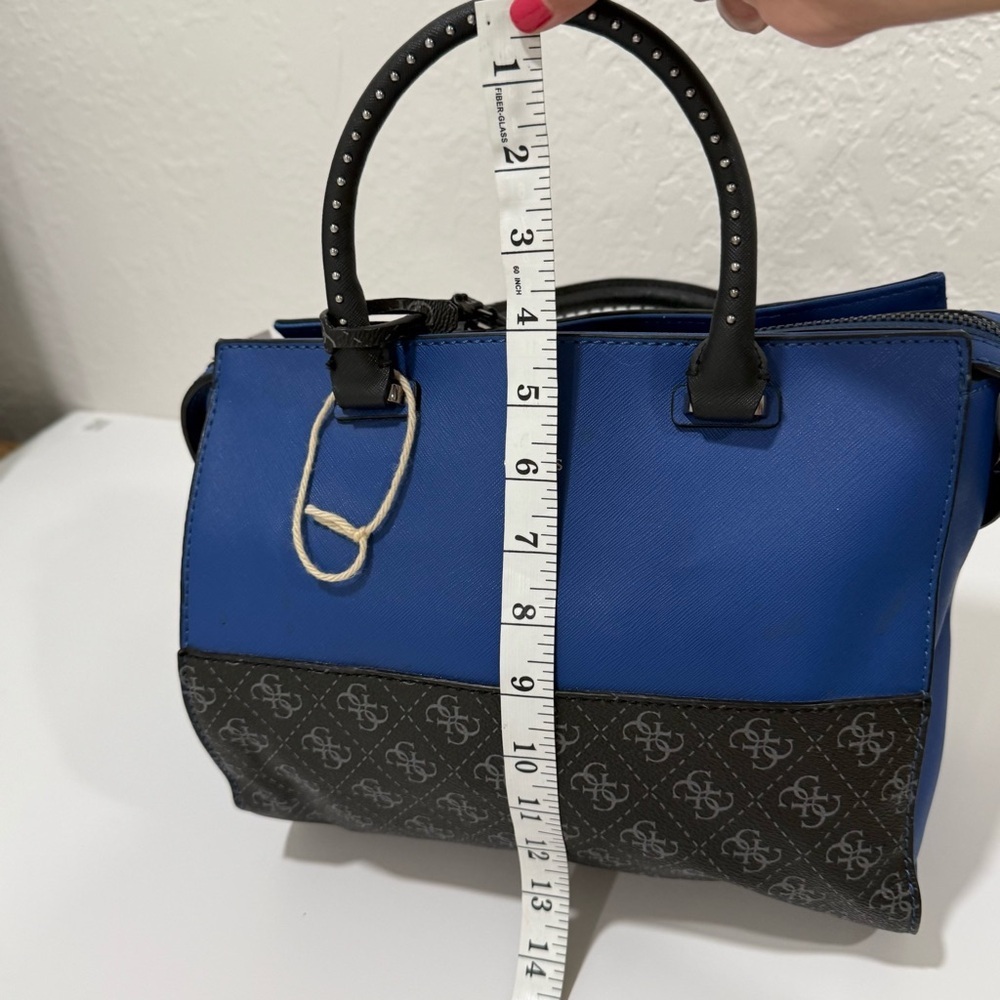 GUESS Hailey Small Satchel in the Indigo Multi Colorway Rocker Glam Modern Edgy - Picture 7 of 9